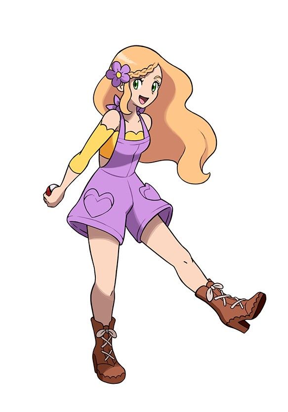 a cartoon girl with long blonde hair and brown boots, wearing a purple dress and yellow jacket