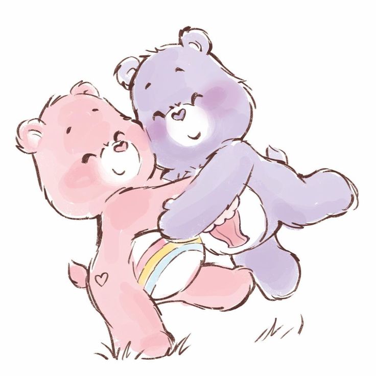 a drawing of two teddy bears hugging each other