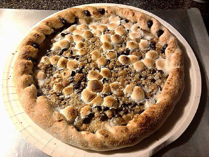 a pizza sitting on top of a white plate