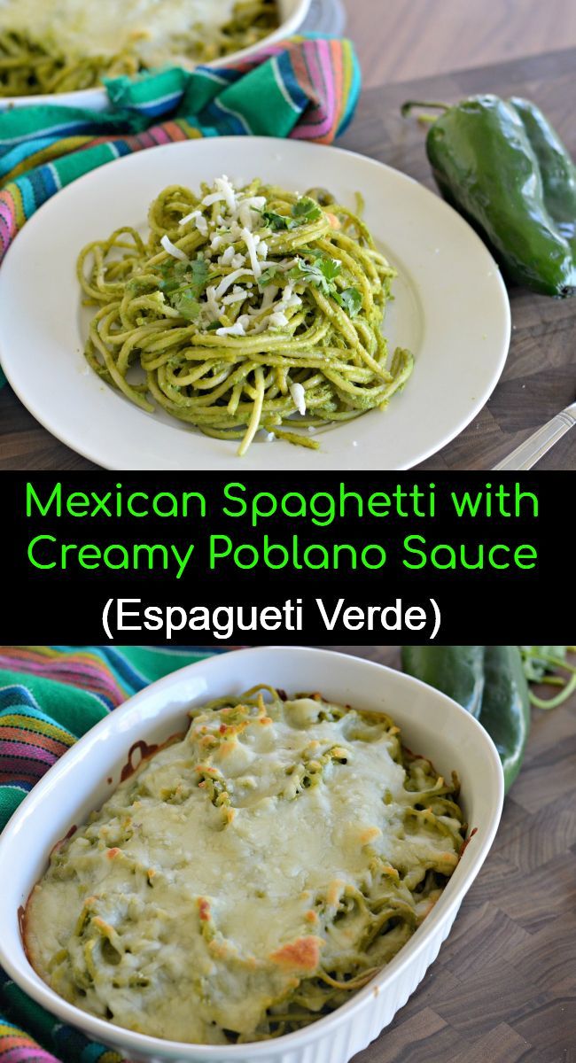 two plates of spaghetti with green sauce and cheese on top, next to the same dish