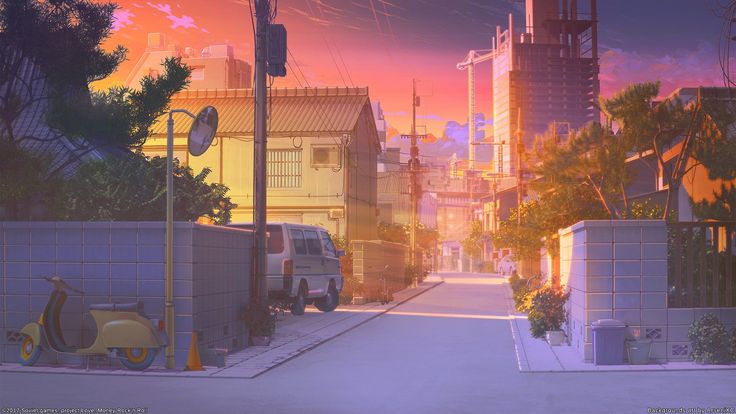 an image of a city street at sunset