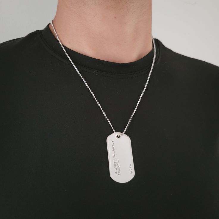 Dog Tag Necklace Aesthetic, Mens Dog Tag Necklace, Custom Pendant Necklace, Medical Alert Necklace, Dog Tags Military, Engraved Dog Tags, Dog Tag Pendant, Silver Dog, Custom Dog Tags