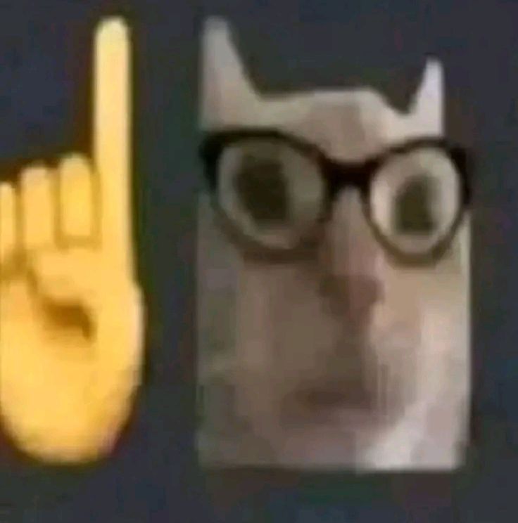 an image of a person with glasses pointing to the left and right hand in front of him