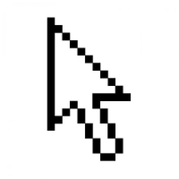 a black and white image of a pixelated arrow