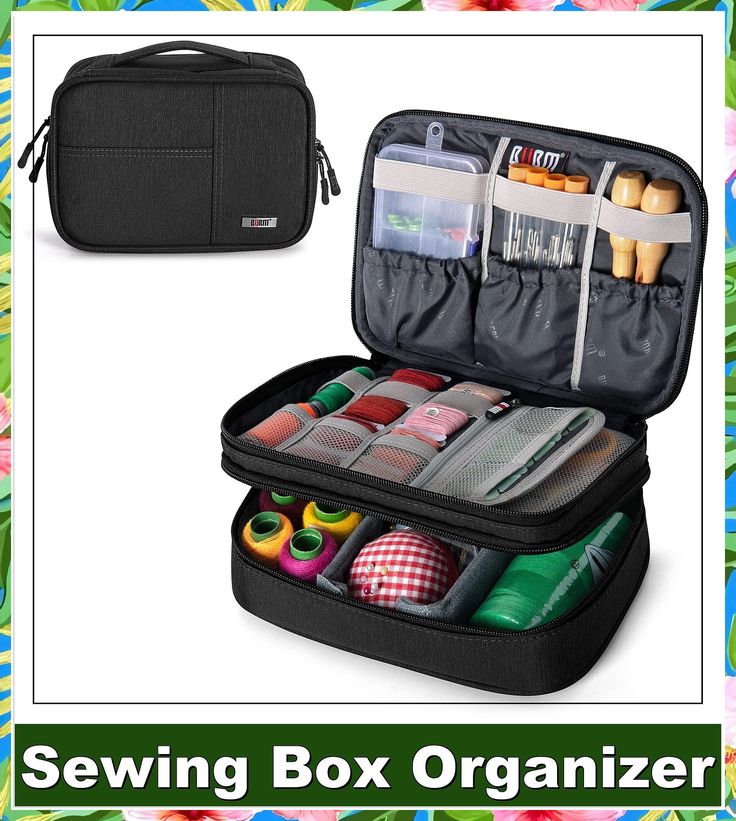 BUBM Double Layer Sewing Organizer with Detachable Dividers, Sewing Supplies Organizer for Sewing kits (BAG ONLY), Black Sewing Kit Bag, Sewing Organizer, Accessories Organizer, Sewing Kits, Box Organizer, Sewing Organization, Sewing Material, Supplies Organization, Sewing Box