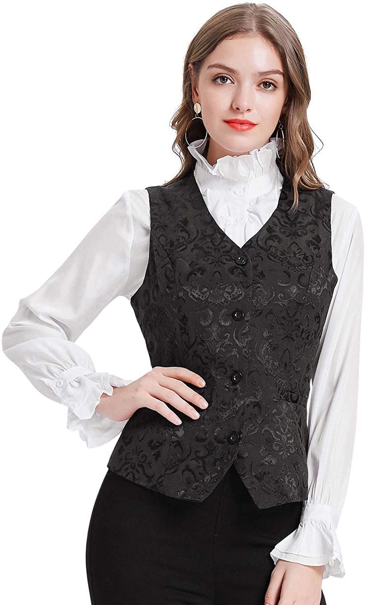 Fanfiction Inspiration, Waistcoat Outfit, Waistcoat Fashion, Womens Waistcoat, Steampunk Dress, Casual Blazer Women, Coats Vintage, Vintage Steampunk, Jacquard Jacket