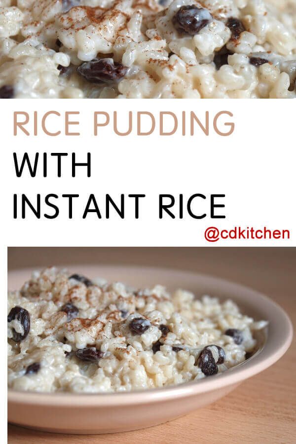 rice pudding with instant rice and raisins in a bowl