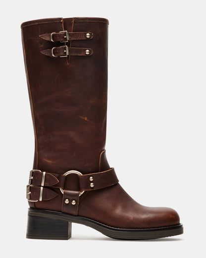 ASTOR Brown Leather Knee-High Boot | Women's Boots Brown Boots Outfit Knee High, Dark Brown Leather Boots, Brown Leather Knee High Boots, Tall Brown Leather Boots, High Quality Boots, Boots For Fall, Brown Knee High Boots, Tall Brown Boots, Engineer Boots