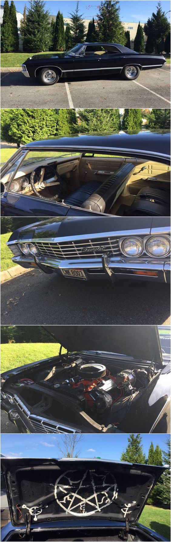 the front end of a black car with its hood open