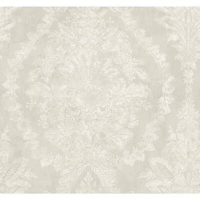 a white wallpaper with an ornate design