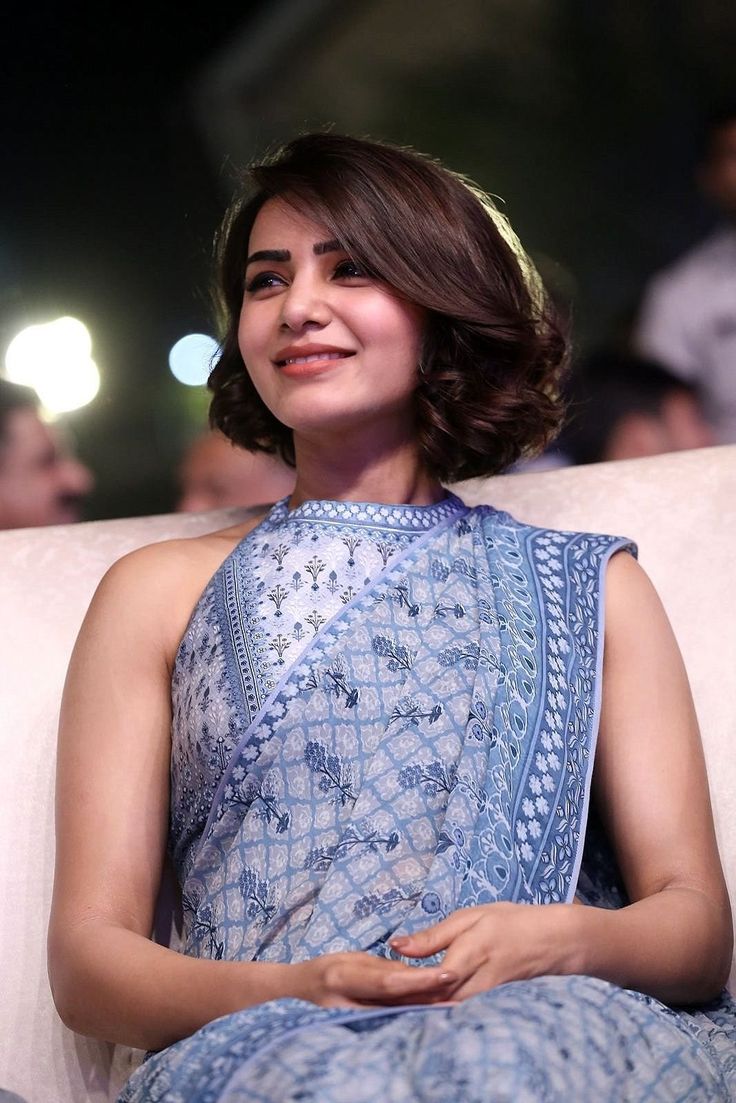 Short Hair In Saree Look, Short Hairstyles For Indian Women, Samantha Short Hair, Short Hairstyle For Saree, Onam Hairstyles For Short Hair, Saree With Short Hair, Short Hair Traditional Look Indian, Short Hair Saree Look, Saree Short Hair