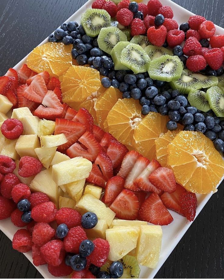 fruit platter with various fruits arranged on it