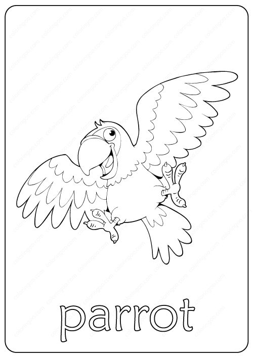 the letter parrot coloring page with an owl on it's back and its wings spread out