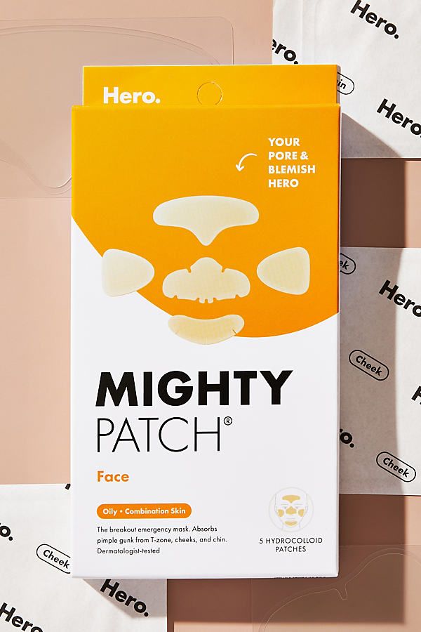 Get big-time breakout coverage (everywhere you need it) with Mighty Patch Face Patch. Five XL patches are built to fit big breakout zones (like T-zone, cheeks, and chin) so your whole face can look clearer in the morning. | Mighty Patch™ Face Patch by Hero Cosmetics in Orange at Anthropologie Face Skincare Products, Cystic Acne Remedies, Mighty Patch, Face Skincare, Pimples On Face, Brown Spots Removal, Face Patches, Acne Causes, Dark Under Eye