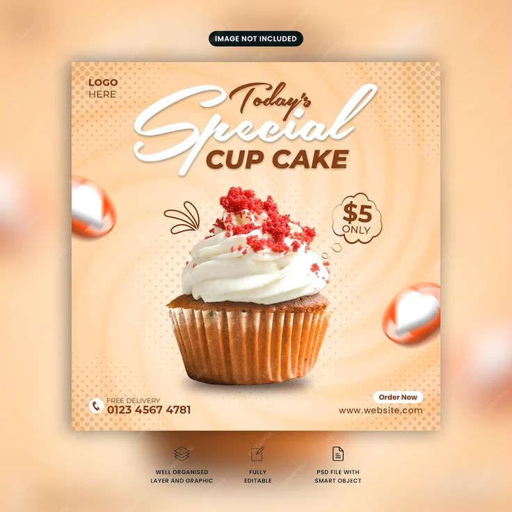 a flyer for a cupcake shop with an image of a cupcake on it