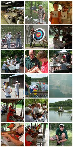 many pictures of people and boats on the water, including one man holding a fishing rod