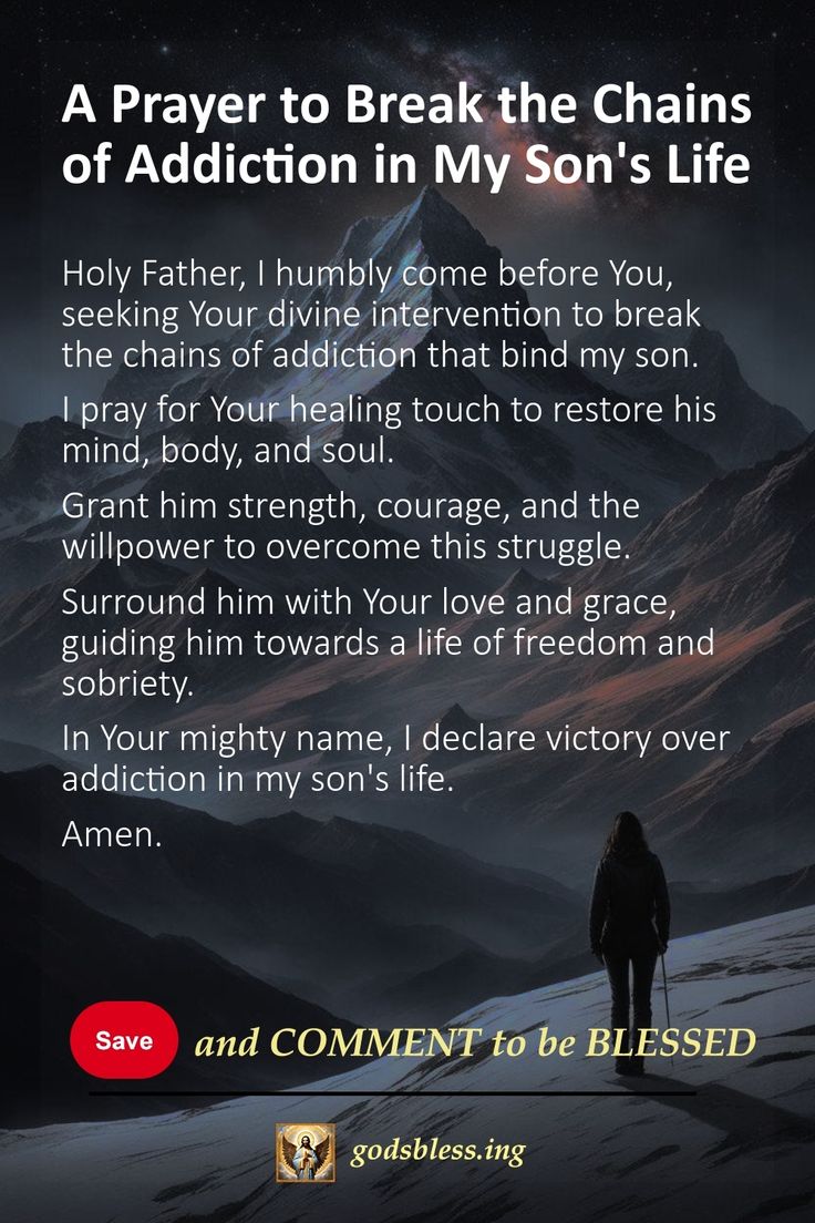 A Prayer to Break the Chains of Addiction in My Son's Life Breakthrough Prayers, 2024 Prayer, Prayer For Son, Prayer For My Son, Prayer For My Family, Spiritual Sayings, Prayer For Baby, Healing Prayer, Divine Intervention