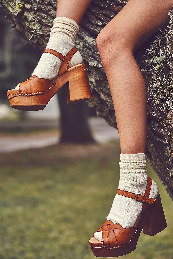 High Heels, Clogs, Wedges & Platforms for Women | Free People Heeled Clogs Outfit, Heels Outfits Casual, Heels Casual Outfit, 70s Clogs, Outfits Heels, Summer Heels Outfit, Casual Heels Outfit, Aesthetic Heels, Sandals With Socks