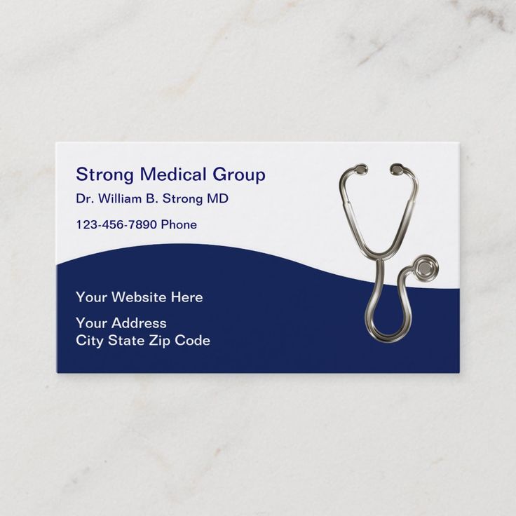 a medical business card with a stethoscope on the front and back side