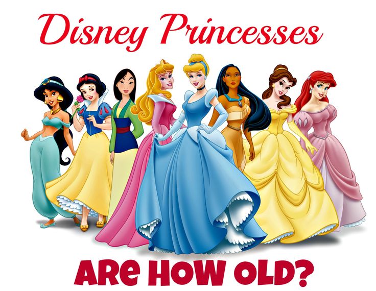 disney princesses are how old? with the caption, which is in red and white