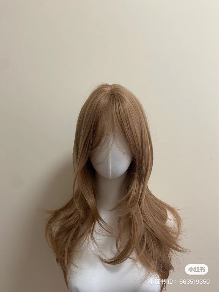 Honey Hair Babylights, Shaggy Front Bangs, Warm Tone Hair Color, Aesthetic Wigs, Korean Wig, Korean Wigs, Pretty Hair Cuts, Korean Hair Color, Hair Style Korea