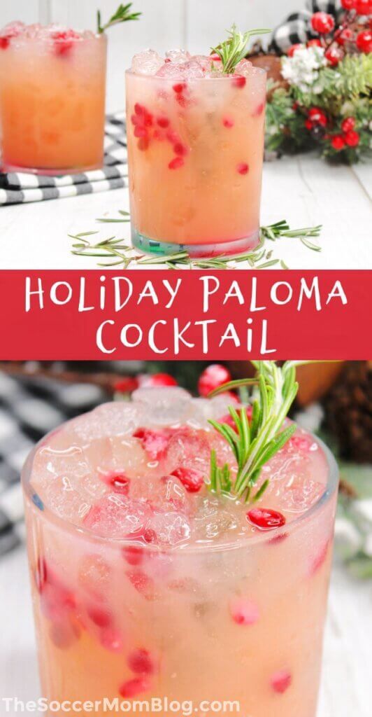 two glasses filled with holiday paloma cocktail