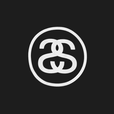 a black and white logo with the letter s in it's center, on a dark background