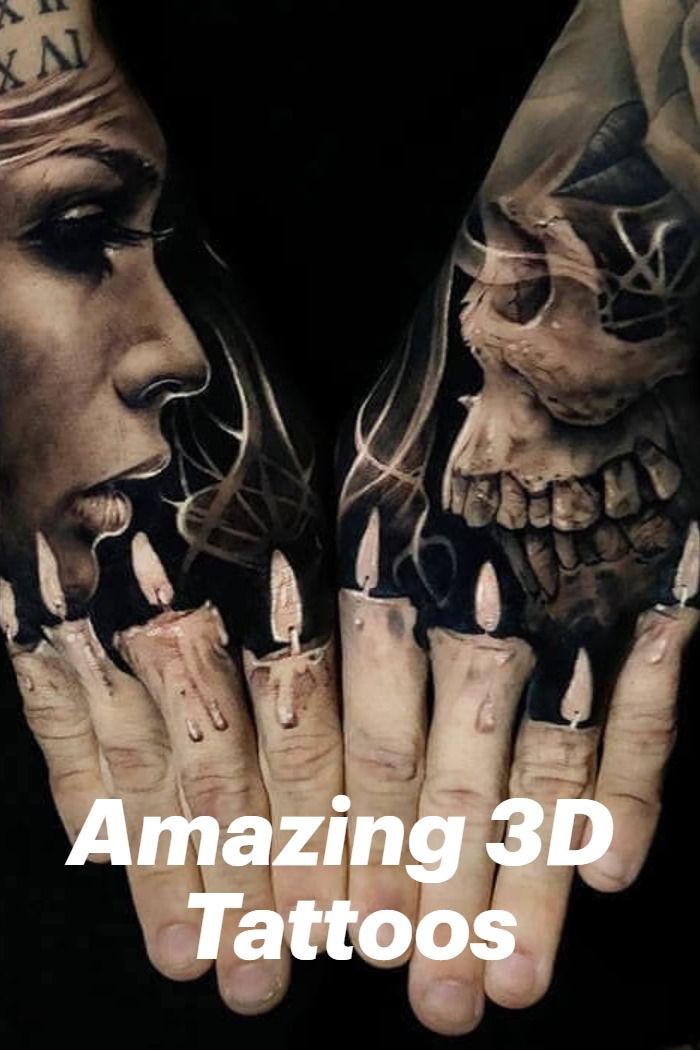 two hands that have tattoos on them with the words amazing 3d tattoos written in it