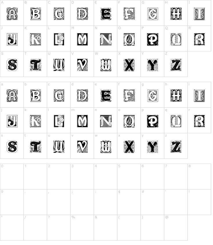 the alphabet is shown in black and white, with letters that appear to be made out of