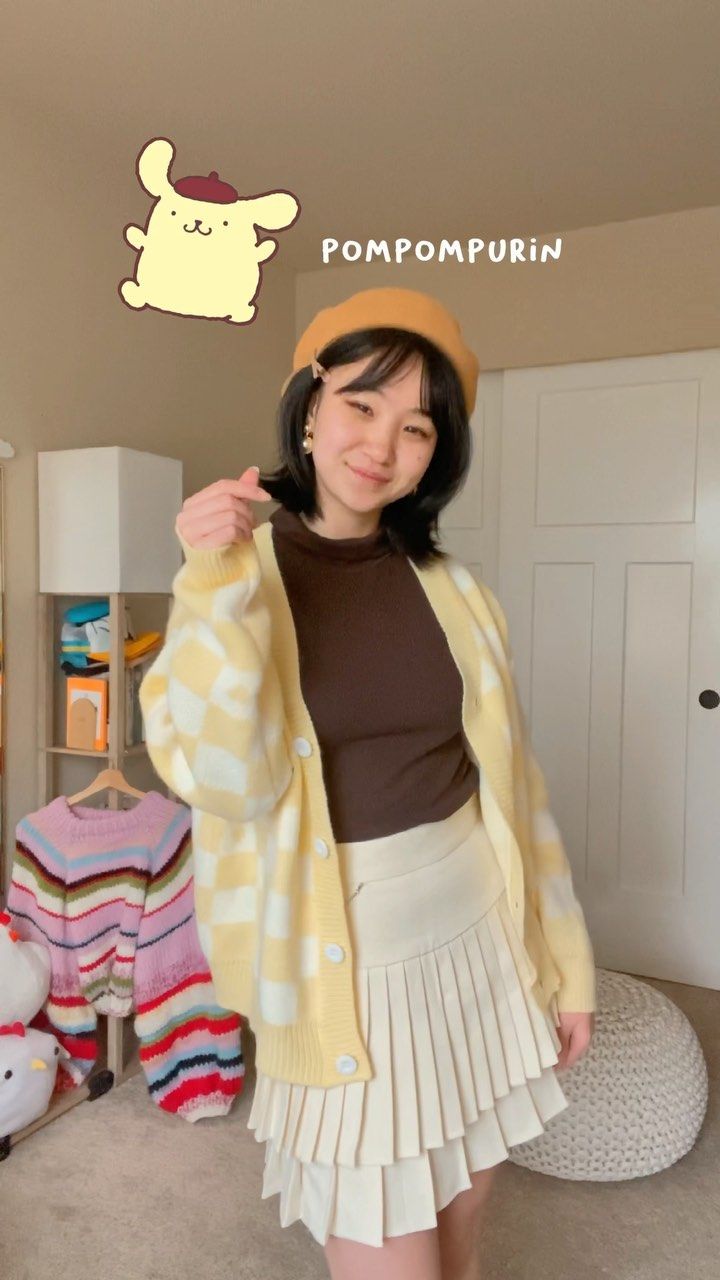 Pom Pom Purin Outfit, Pompompurin Outfit Ideas, Sanrio Outfit Ideas, Sanrio Inspired Outfit, Sanrio Aesthetic Outfits, Pompompurin Outfit, Sanrio Fits, Halloween Outfits Aesthetic, Sanrio Cosplay