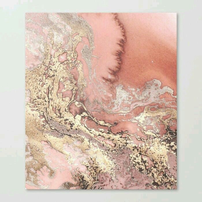 an abstract painting with gold and pink colors on it's surface canvas wall art print