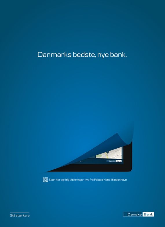 an advertisement for a bank with the image of a triangle on it's screen