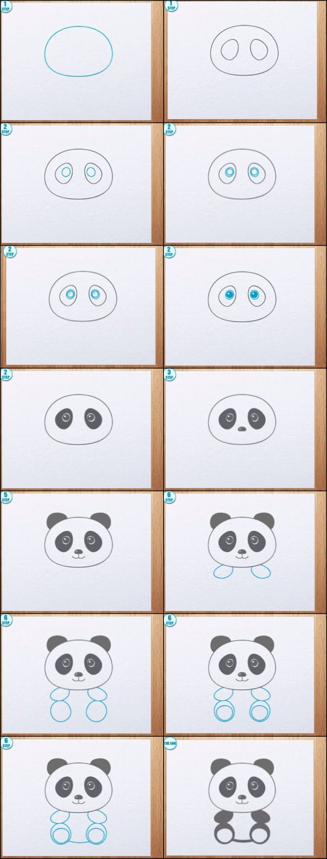 how to draw panda faces step by step