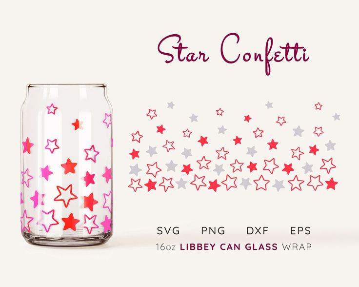 star confetti svg png dxf epss for liberty can glass wrap