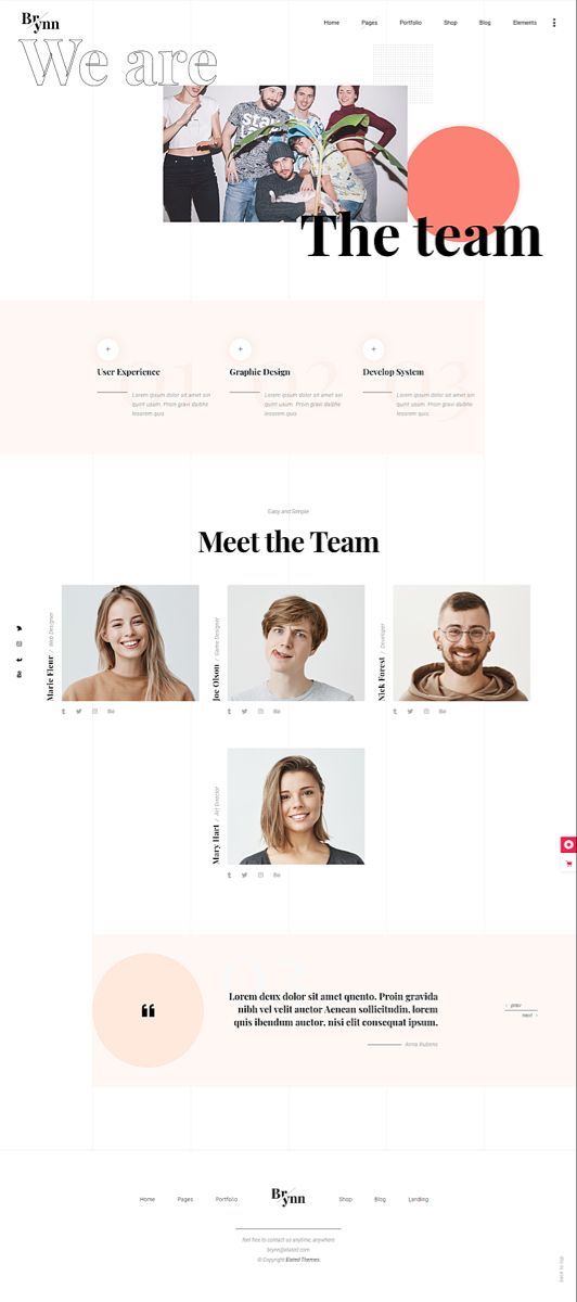 the website design for we are team