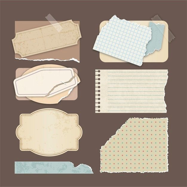 various pieces of paper with torn edges