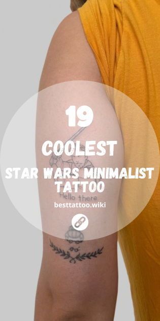 the back of a man's arm with tattoos on it and text that reads coolest star wars minimalist tattoo