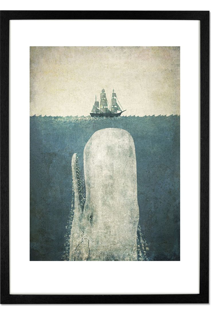 a whale and a ship in the ocean canvas wall art print on wrapped canvas, ready to hang