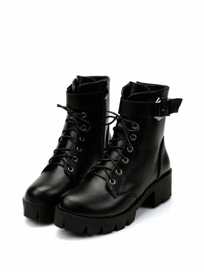 Lace Up Platform Boots, Black Lace Boots, Black Lace Shoes, Chunky Black Boots, Black Lace Up Shoes, Black Lace Up Boots, Platform Boots Chunky, Black Platform Shoes, Side Zip Boots