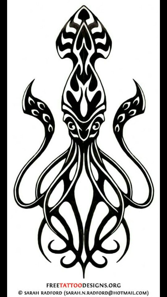 an octopus tattoo design in black and white