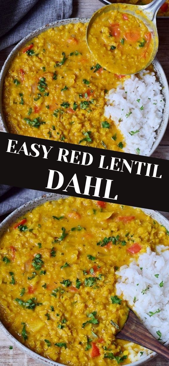 two bowls filled with red lentils and rice