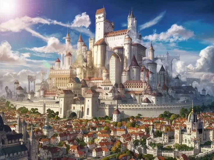 an image of a castle in the middle of a city with lots of buildings on it