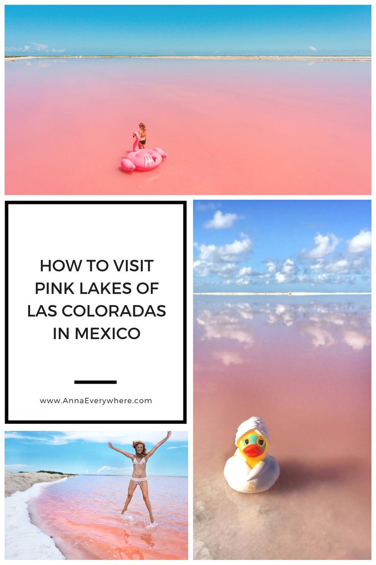 the pink water is in mexico, and there are pictures of people swimming on it