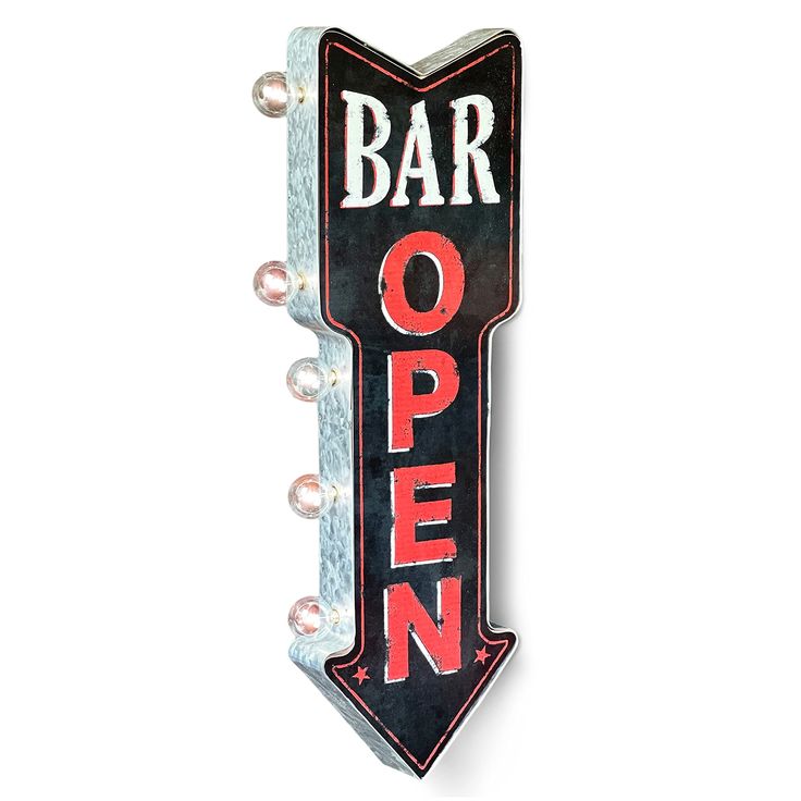 PRICES MAY VARY. Title: Bar Open Double-Sided Marquee Sign With Vintage Print And LED Bulbs Retro Inspired Decor For The Home (26” x 3” x 8”). Product Type: Categories > Lighting & Ceiling Fans > Novelty Lighting > Neon Signs Man Cave Homes, Man Cave Wall Decor, Home Pub, Cave Home, Marquee Sign, Sign Man, Novelty Lighting, Pub Bar, Sign Ideas