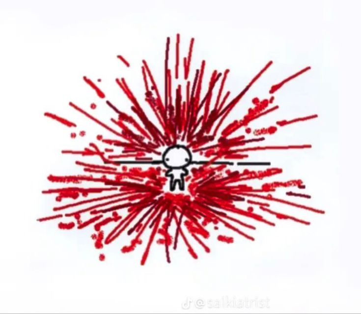 a red splattered clock on a white background