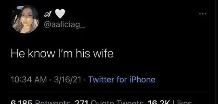 the tweet is showing that he knows i'm his wife on twitter