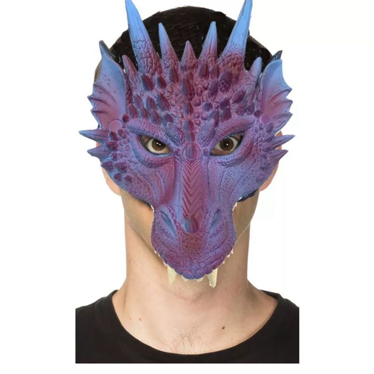 This Hms Mythical Purple Dragon Eyemask Is A Perfect Addition To Any Adult Unisex Costume. Made Of High-Quality Polyester, It Is Durable And Comfortable To Wear. The Eyemask Features A Unique Dragon Design That Adds A Touch Of Fantasy To Any Costume. The Purple Color Is Vibrant And Eye-Catching, Making It A Great Accessory For Hms Costumes. Whether You Are Preparing For A Performance Or A Halloween Party, This Eyemask Is Sure To Impress. Dragon Mask, Purple Dragon, Dragon Design, The Purple, Adult Costumes, Costume Accessories, Purple Color, Halloween Party, Blue And Purple