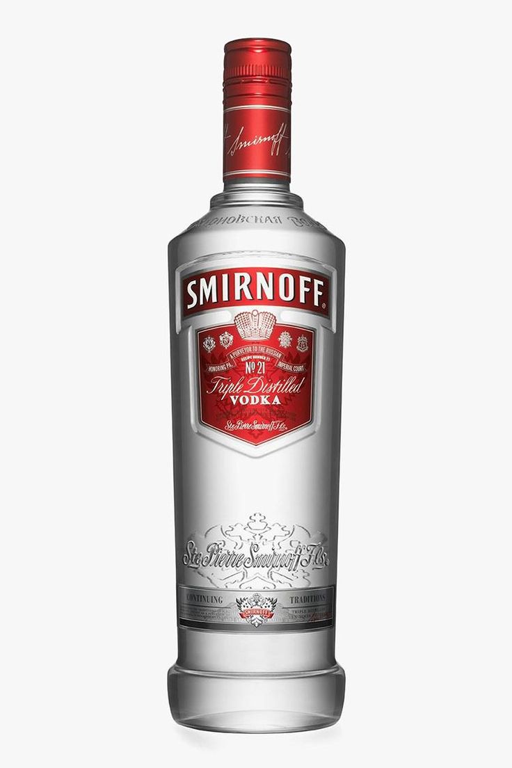 a bottle of smirnoff vodka on a white background