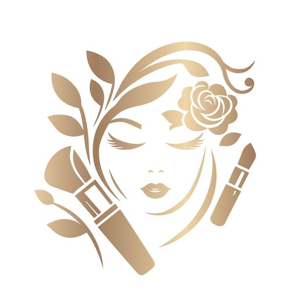 a woman's face with flowers and lipstick