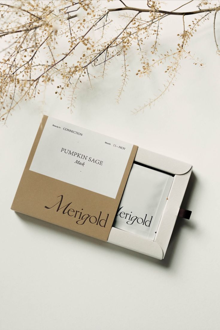 Merigold is a monthly rotating facial mask subscription that helps create the pause in your day that you so desperately need. Skincare branding and packaging inspiration. Facial Mask Packaging, Organic Skincare Packaging, Packaging Design Beauty, Incense Packaging, Medicine Packaging, Skincare Branding, Mask Pack, Professional Business Card Design, Glow Mask